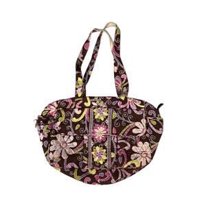 Vera Bradley tote bag in purple punch floral pattern. Clean quilted cotton